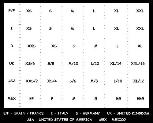 SIZE CHART