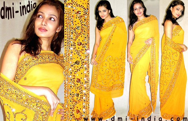 Crystal Golden Saree