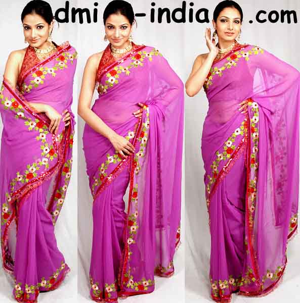 Purple Red Saree