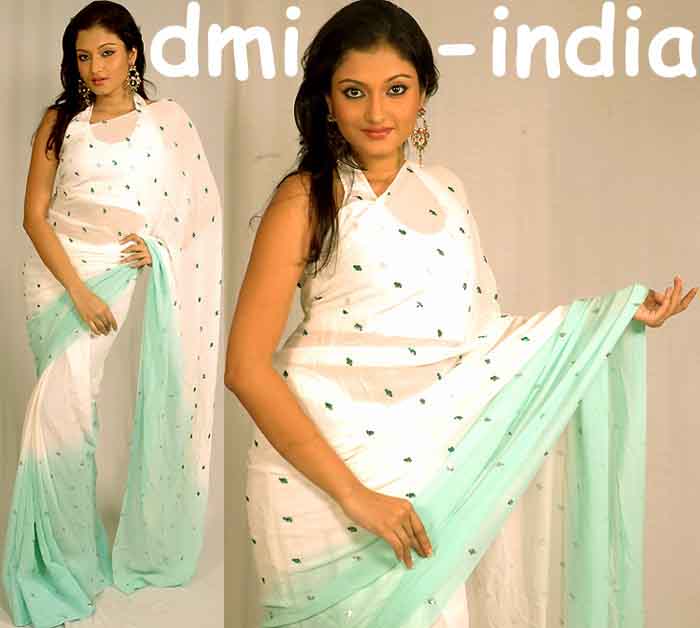 White Mint Silk Sari