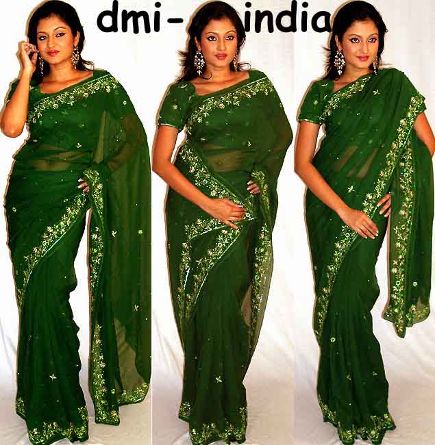 Emerald Resham Silk Sari