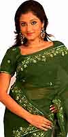 Emerald Resham Silk Sari