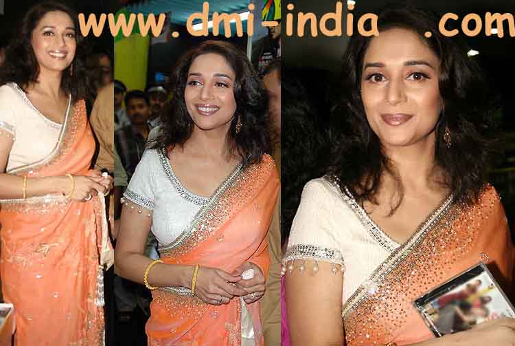 Madhuri Peach Sari